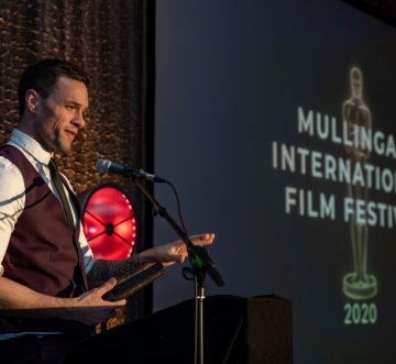 Presenter Niall Breslin, onstage at the Mullingar International Film Festival.